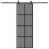 vidaXL fekete edzett &uuml;veg tol&oacute;ajt&oacute; f&eacute;mszerel&eacute;k szettel 76x205 cm