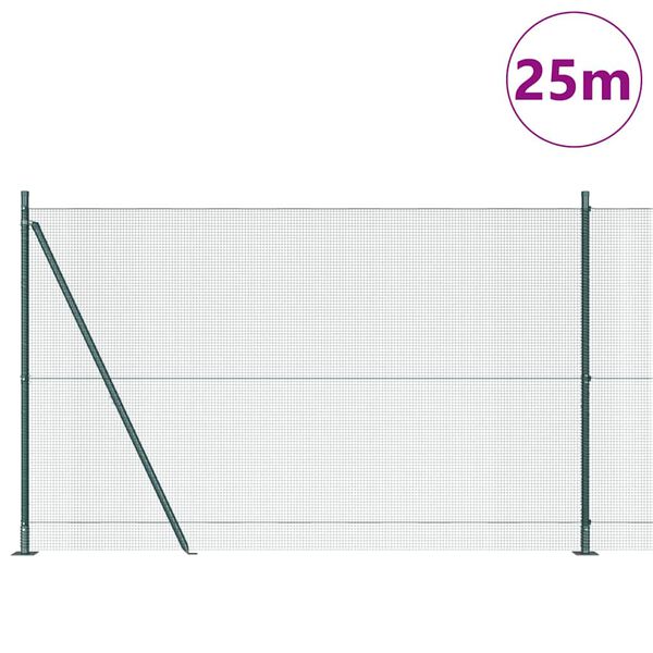 vidaXL Ker&iacute;t&eacute;soszlop Z&ouml;ld 25 x 1,4 m (12 x 12 mm h&aacute;l&oacute;) Ac&eacute;l &eacute;s PVC