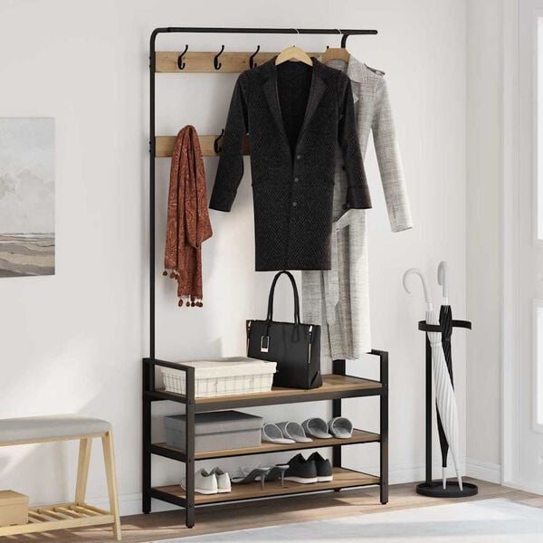 vidaXL Kab&aacute;thorog polcokkal Artisan t&ouml;lgy 95 x 34 x 184 cm Faanyag