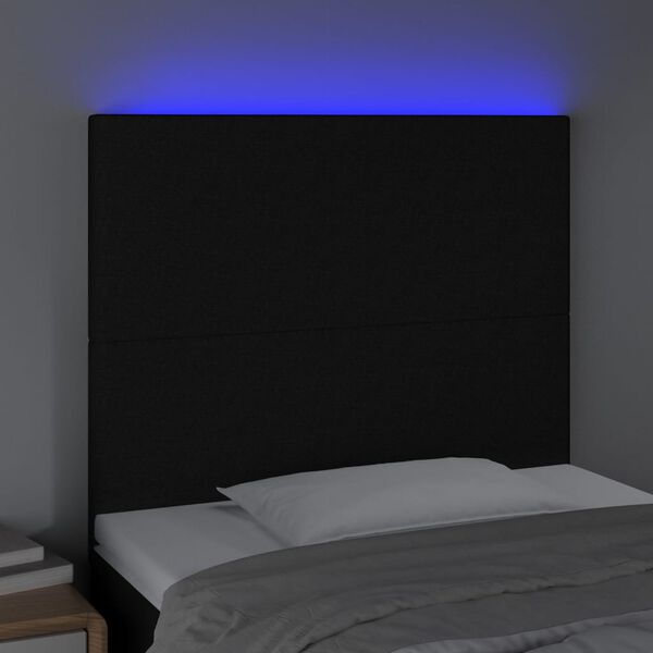 vidaXL fekete sz&ouml;vet LED-es fejt&aacute;mla 90x5x118/128 cm