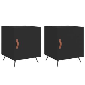 vidaXL 2 db fekete szerelt fa &eacute;jjeliszekr&eacute;ny 40 x 40 x 50 cm