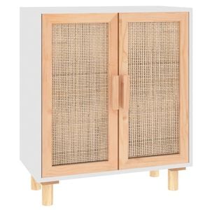 vidaXL feh&eacute;r t&ouml;m&ouml;r fenyő/term&eacute;szetes rattan t&aacute;lal&oacute;szekr&eacute;ny 60x30x70 cm