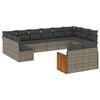 vidaXL 12 r&eacute;szes sz&uuml;rke polyrattan kerti &uuml;lőgarnit&uacute;ra p&aacute;rn&aacute;kkal