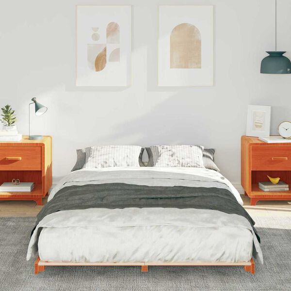 vidaXL F&ouml;ldi &aacute;gykeret Viaszbarna 120 x190 cm T&ouml;m&ouml;r fenyőfa