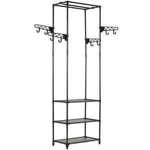 vidaXL fekete ac&eacute;l/nemszőtt text&iacute;lia ruha&aacute;llv&aacute;ny 55 x 28,5 x 175 cm