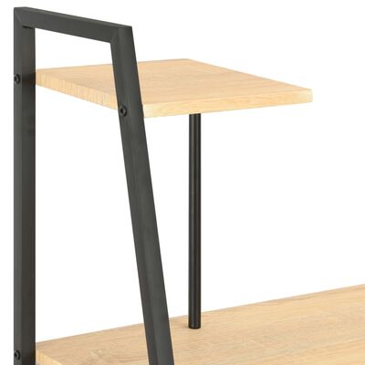 vidaXL fekete és tölgyszínű íróasztal polcrendszerrel 102x50x117 cm