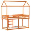 vidaXL viaszbarna tömör fenyőfa ágy emelettel és tetővel 75 x 190 cm