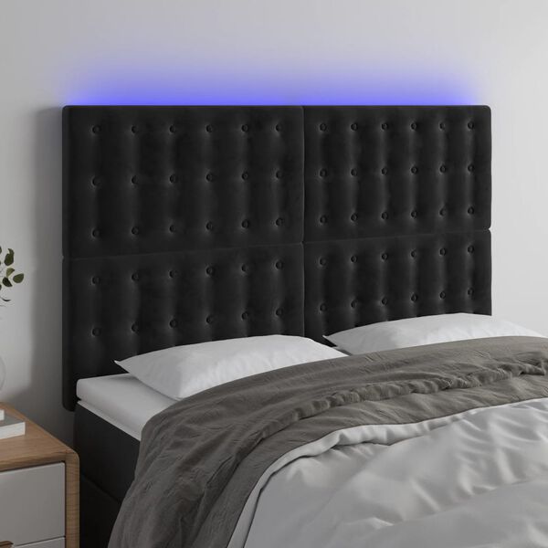 vidaXL fekete b&aacute;rsony LED-es fejt&aacute;mla 144x5x118/128 cm