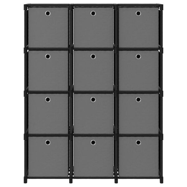 vidaXL 12 rekeszes fekete szövet bemutató polc dobozokkal 103x30x141cm