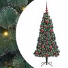 vidaXL Műfenyő vil&aacute;g&iacute;t&aacute;ssal &eacute;s g&ouml;mbk&eacute;szlettel Z&ouml;ld 120 cm PET