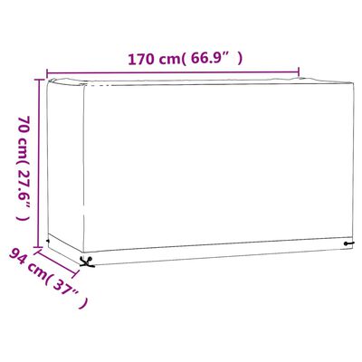 vidaXL 2 db téglalap alakú kerti bútorhuzat 8 fűzőlyukkal 170x94x70 cm