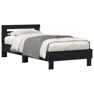 vidaXL &Aacute;gykeret LED szalagokkal Fekete t&ouml;lgy 100 x 200 cm Szerelt Fa