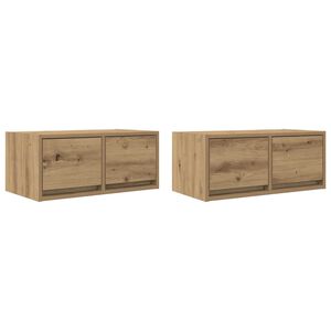 vidaXL 2 db k&eacute;zműves t&ouml;lgy szerelt fa TV-szekr&eacute;ny 60x31x25,5 cm