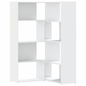 vidaXL 4 szintes feh&eacute;r szerelt fa sarok k&ouml;nyvespolc 85 x 85 x 140 cm