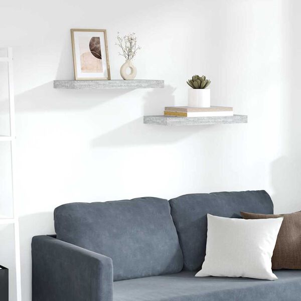 vidaXL 2 db betonsz&uuml;rke MDF lebegő fali polc 50 x 23 x 3,8 cm