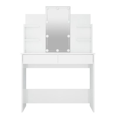 vidaXL magasfényű fehér fésülködőasztal LED-del 96 x 40 x 142 cm