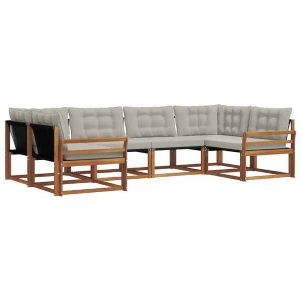 vidaXL K&uuml;lt&eacute;ri kanap&eacute; szett 6 pcs Term&eacute;szetes &eacute;s Vil&aacute;gossz&uuml;rke