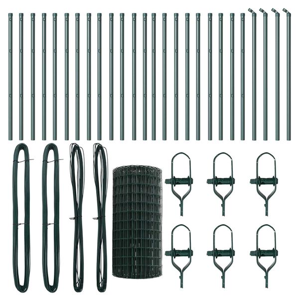 vidaXL Ker&iacute;t&eacute;s oszlopokkal Z&ouml;ld 0,4 x 50 m Ac&eacute;l &eacute;s PVC