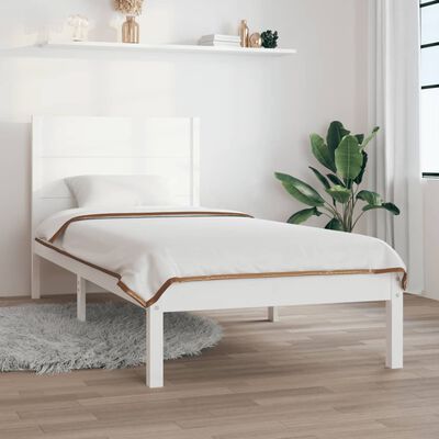 vidaXL Small Single fehér tömör fa ágykeret 75 x 190 cm