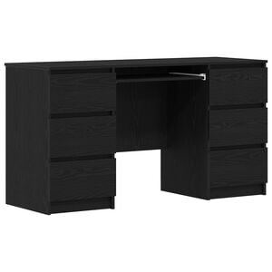 vidaXL Asztal fi&oacute;kkal t&aacute;rol&oacute;val Fekete t&ouml;lgy 140 x 50 x 76 cm Faanyag