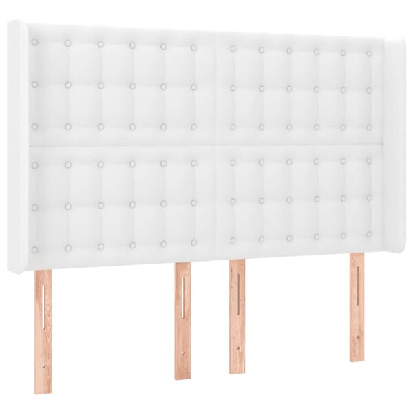 vidaXL feh&eacute;r műbőr LED-es fejt&aacute;mla 147x16x118/128 cm