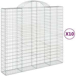 vidaXL 10 db &iacute;ves horganyzott vas gabion kos&aacute;r 200x50x180/200 cm