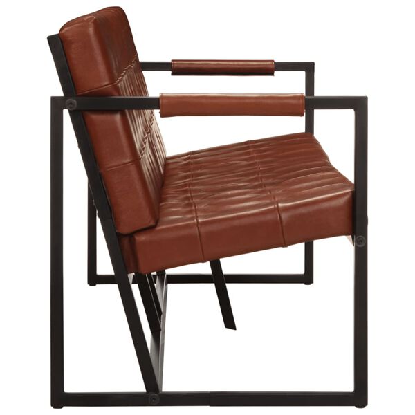 vidaXL barna val&oacute;di kecskebőr h&aacute;romszem&eacute;lyes kanap&eacute;