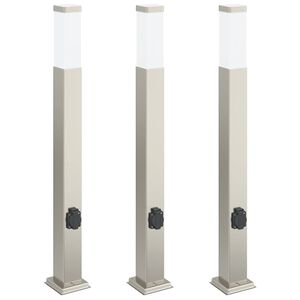 vidaXL 3 db 80 cm rozsdamentes ac&eacute;l oszlopl&aacute;mpa konnektorral IP44