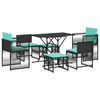 vidaXL 7 db fekete polyrattan kerti &eacute;tkezőgarnit&uacute;ra p&aacute;rn&aacute;kkal