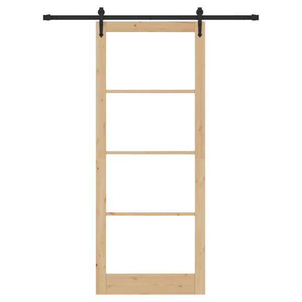 vidaXL Cs&uacute;sz&oacute; ajt&oacute; Term&eacute;szetes 83 x 232 cm T&ouml;m&ouml;r fenyőfa &eacute;s &uuml;veg