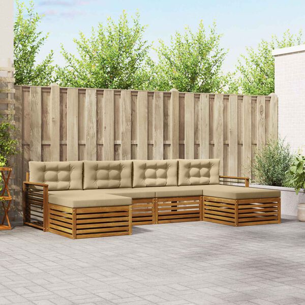 vidaXL &Uuml;lőgarnit&uacute;r&aacute;k p&aacute;rn&aacute;val 6 pcs Term&eacute;szetes &eacute;s b&eacute;zs T&ouml;m&ouml;r Ak&aacute;cfa