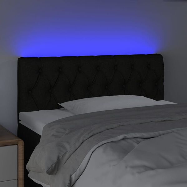 vidaXL fekete szövet LED-es fejtámla 100 x 7 x 78/88 cm