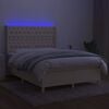 vidaXL kr&eacute;msz&iacute;nű sz&ouml;vet rug&oacute;s &eacute;s LED-es &aacute;gy matraccal 140x190cm