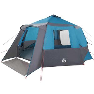 vidaXL Cabin Tent 12-Person tetővel K&eacute;k &eacute;s Sz&uuml;rke 500 x 500 x 294 cm