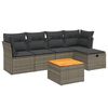 vidaXL 6 r&eacute;szes sz&uuml;rke polyrattan kerti &uuml;lőgarnit&uacute;ra p&aacute;rn&aacute;kkal