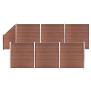 vidaXL 6 n&eacute;gysz&ouml;gletes &eacute;s 1 ferde barna WPC ker&iacute;t&eacute;selem 1138 x 186 cm