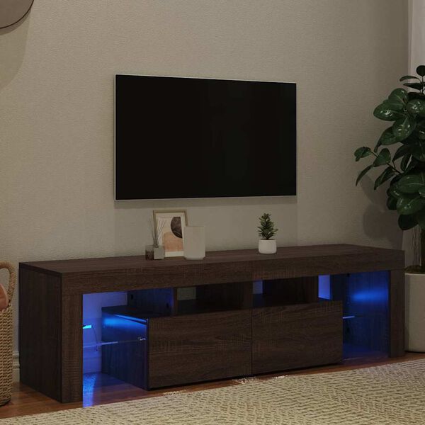 vidaXL barna t&ouml;lgysz&iacute;nű TV-szekr&eacute;ny LED-l&aacute;mp&aacute;kkal 140 x 36,5 x 40 cm