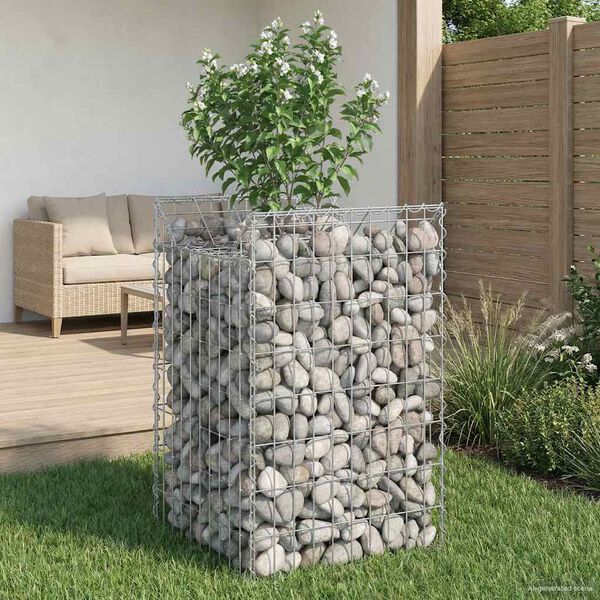 vidaXL Gabion emelt &aacute;gy Ez&uuml;st 50 x 50 x 80 cm Horganyzott ac&eacute;l
