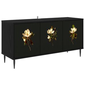 vidaXL TV szekr&eacute;ny BREMEN 102 x 33 x 51 cm Fekete T&ouml;lgy Szerelt Fa