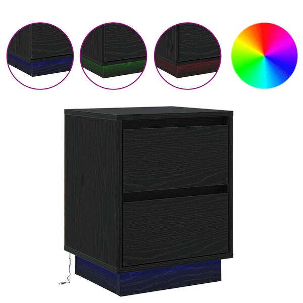 vidaXL Éjjeliszekrény fiókkal Fekete tölgy 39 x 34,5 x 50 cm Faanyag