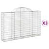 vidaXL 3 db &iacute;ves horganyzott vas gabion kos&aacute;r 200x30x120/140 cm