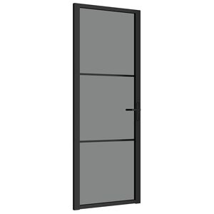 vidaXL fekete ESG &uuml;veg &eacute;s alum&iacute;nium belt&eacute;ri ajt&oacute; 76 x 201,5 cm