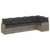 vidaXL 6 r&eacute;szes sz&uuml;rke polyrattan kerti &uuml;lőgarnit&uacute;ra p&aacute;rn&aacute;kkal
