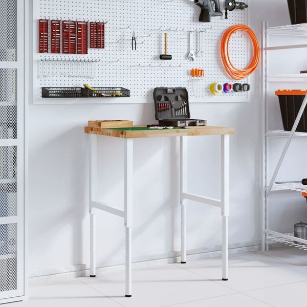 vidaXL tömör bükkfa négyszög alakú munkapad 80 x 60 x (73-99,5) cm