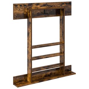 vidaXL Fali horg&aacute;szbot-tart&oacute; Szerelt Fa 93 x 12 x 103 cm F&uuml;st&ouml;s T&ouml;lgy