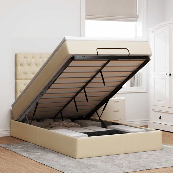 vidaXL Ottom&aacute;n &aacute;gykeret matraccal kr&eacute;m 120x190 cm sz&ouml;vet