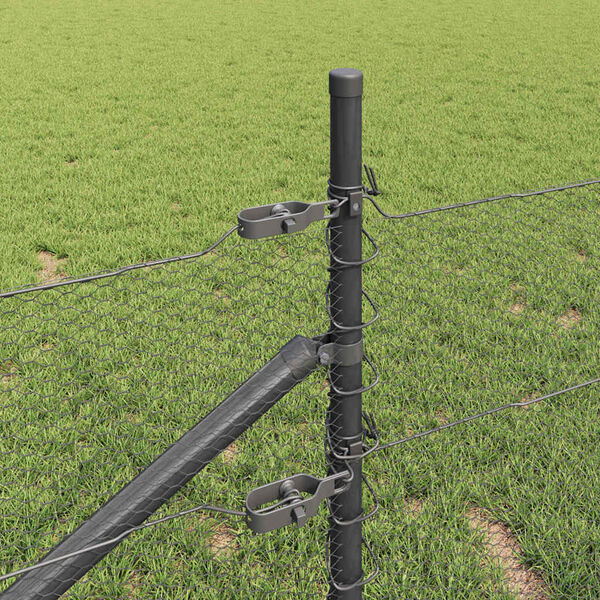 vidaXL Ker&iacute;t&eacute;soszlop Sz&uuml;rke 10 x 0,8 m (13 mm h&aacute;l&oacute;) Ac&eacute;l &eacute;s PVC