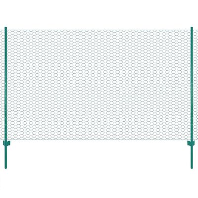 vidaXL zöld acél drótkerítés tartóoszlopokkal 25 x 1,5 m