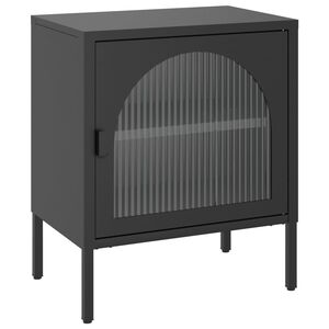 vidaXL fekete &uuml;veg &eacute;s ac&eacute;l &eacute;jjeliszekr&eacute;ny 50 x 35 x 60 cm