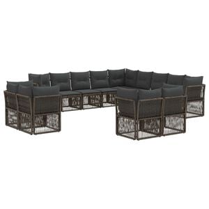 vidaXL Kerti Kanap&eacute; Szett 13 pcs Sz&uuml;rke polirattan